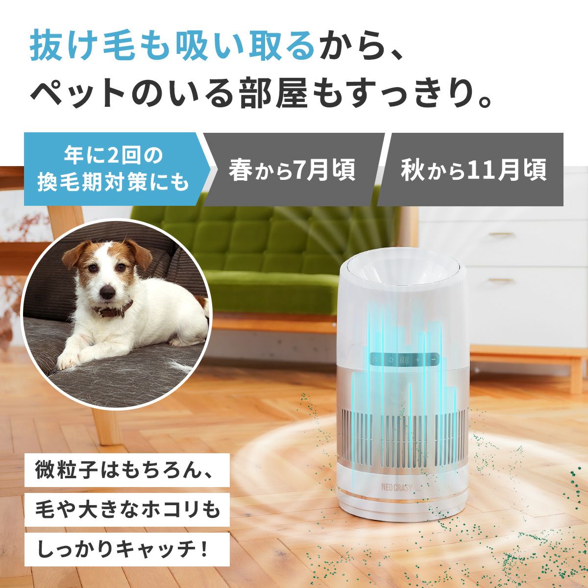 ペット 空気清浄機 ペット向け ペット臭 犬 猫 脱臭強化 小型 ハウスダスト hepa コンパクト 小型 マイナスイオン 活性炭フィルター